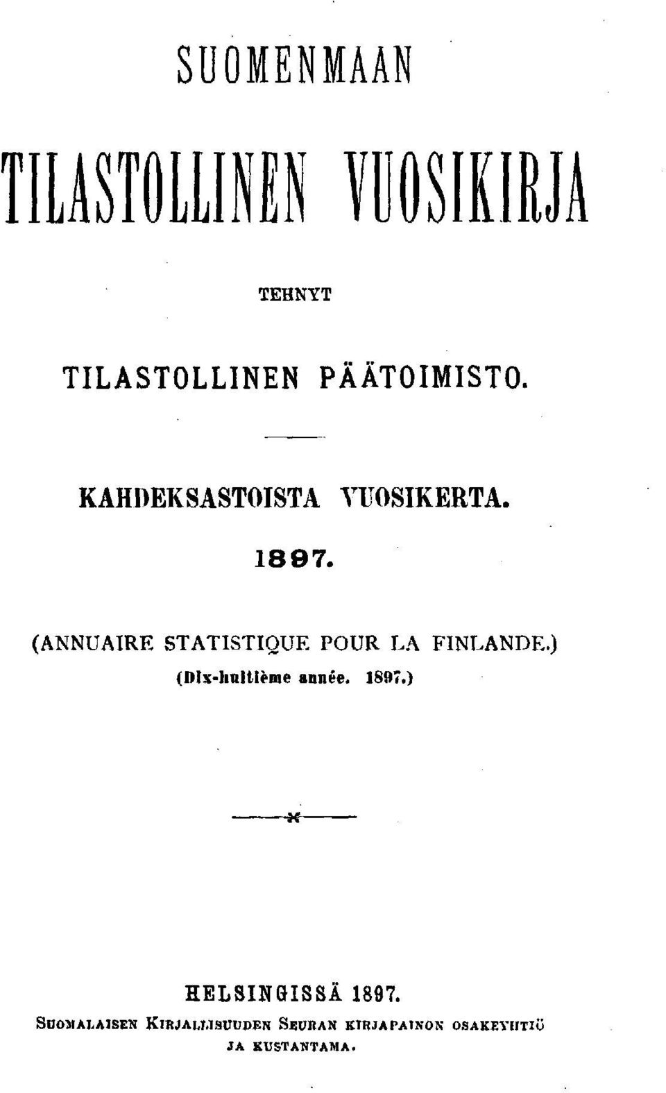 (ANNUAIRE STATISTIQUE POUR LA FINLANDE.