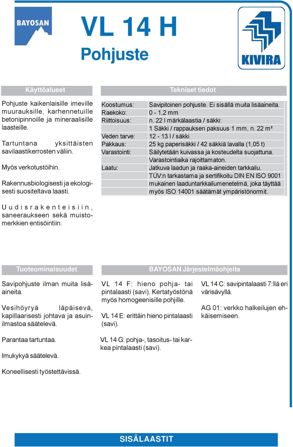 22 l märkälaastia / säkki: 1 Säkki / rappauksen paksuus 1 mm, n.