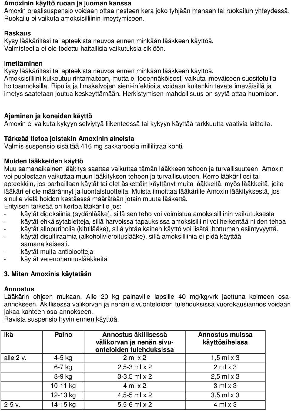 Imettäminen Kysy lääkäriltäsi tai apteekista neuvoa ennen minkään lääkkeen käyttöä. Amoksisilliini kulkeutuu rintamaitoon, mutta ei todennäköisesti vaikuta imeväiseen suositetuilla hoitoannoksilla.