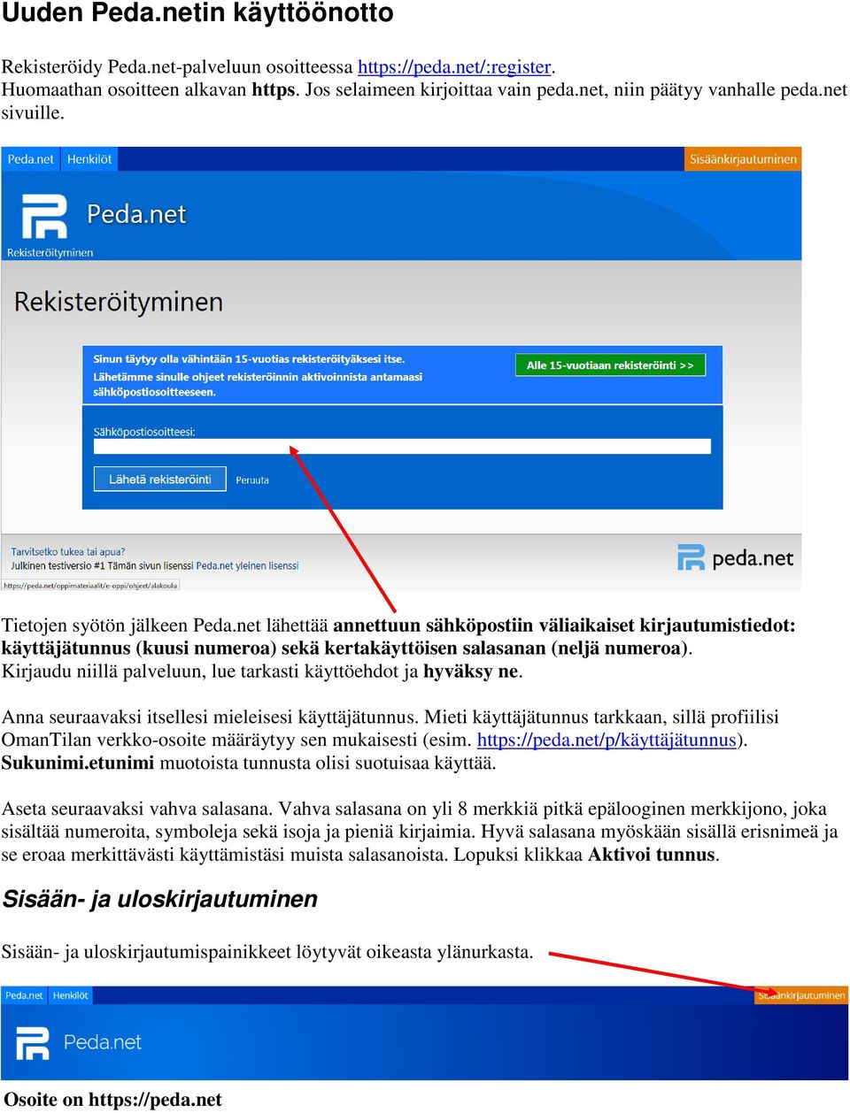 net lähettää annettuun sähköpostiin väliaikaiset kirjautumistiedot: käyttäjätunnus (kuusi numeroa) sekä kertakäyttöisen salasanan (neljä numeroa).