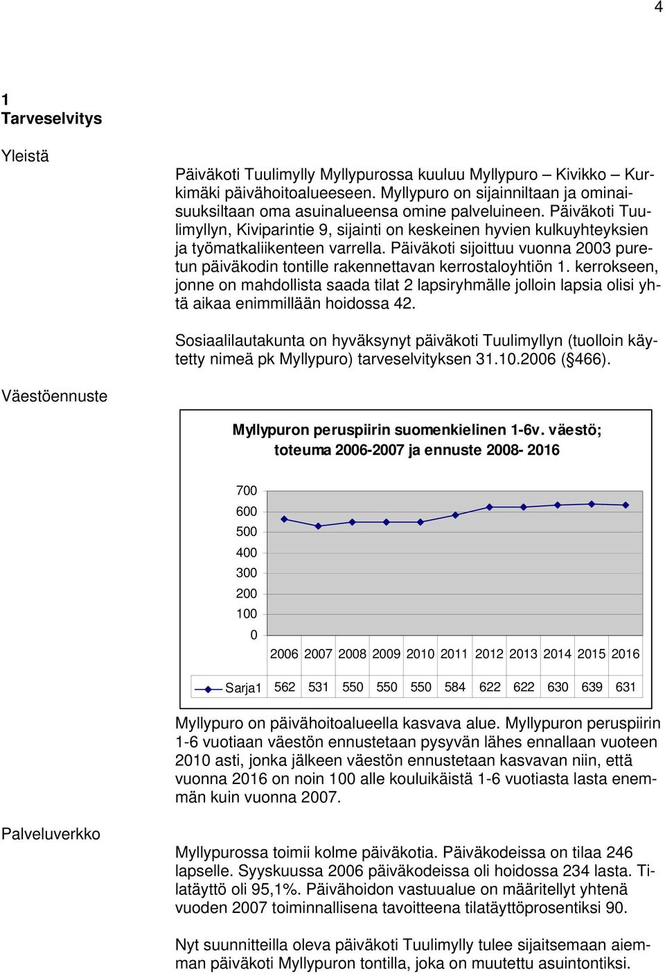 Päiväkoti Tuulimyllyn, Kiviparintie 9, sijainti on keskeinen hyvien kulkuyhteyksien ja työmatkaliikenteen varrella.