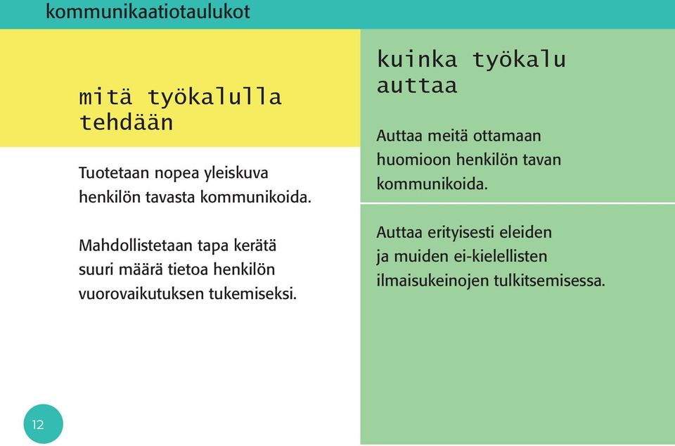 Mahdollistetaan tapa kerätä suuri määrä tietoa henkilön vuorovaikutuksen tukemiseksi.