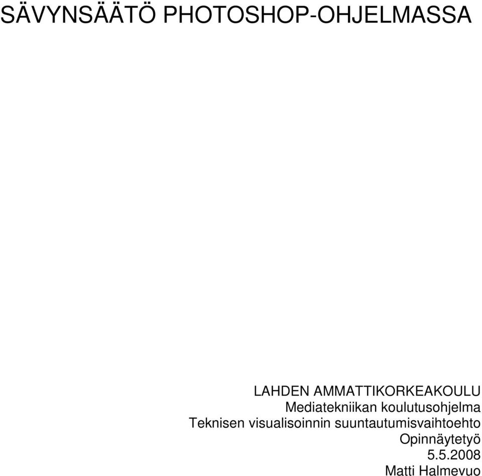 koulutusohjelma Teknisen visualisoinnin