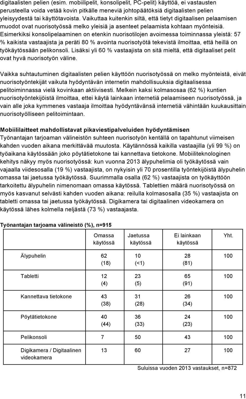 Vaikuttaa kuitenkin siltä, että tietyt digitaalisen pelaamisen muodot ovat nuorisotyössä melko yleisiä ja asenteet pelaamista kohtaan myönteisiä.