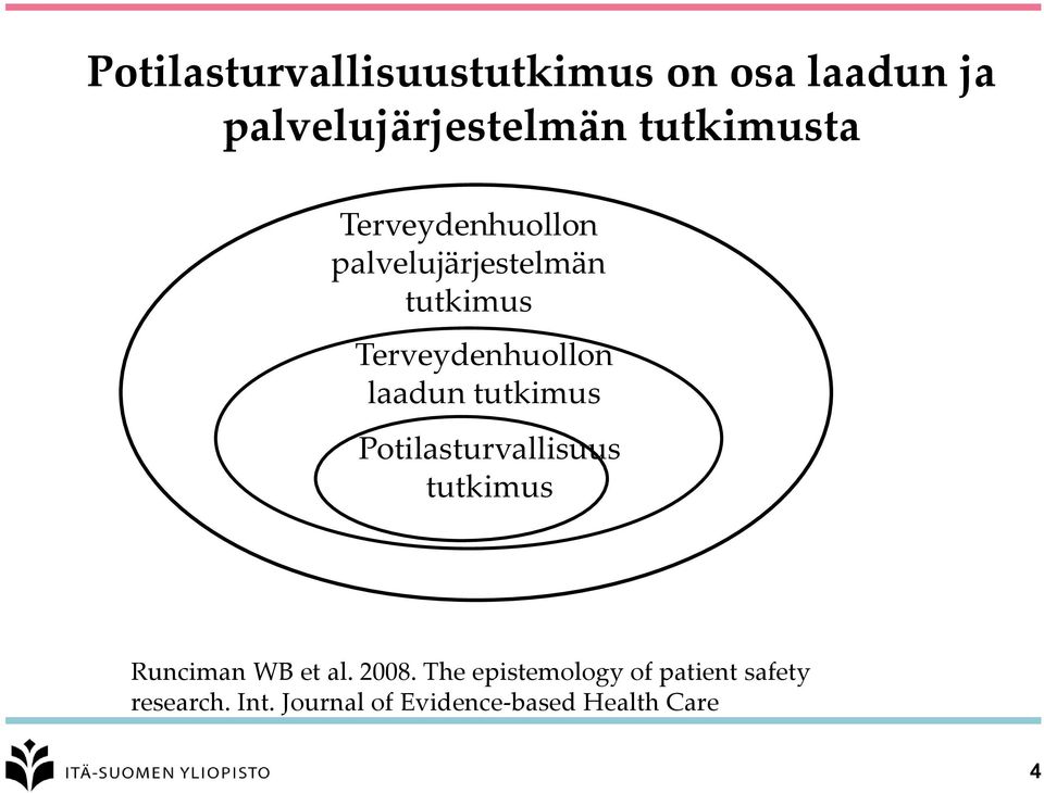 laadun tutkimus Potilasturvallisuus tutkimus Runciman WB et al. 2008.