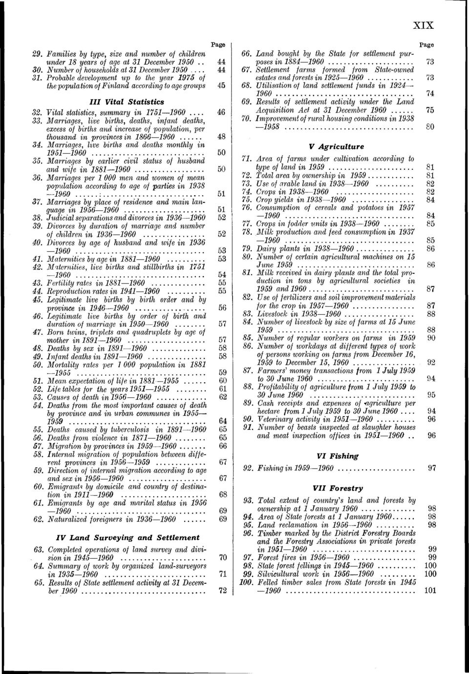 V ital statistics, summary in 75 960.... 46 33. M arriages, live births, deaths, infant deaths, excess of births and increase of population, per thousand in provinces in 866 960... 48 34.