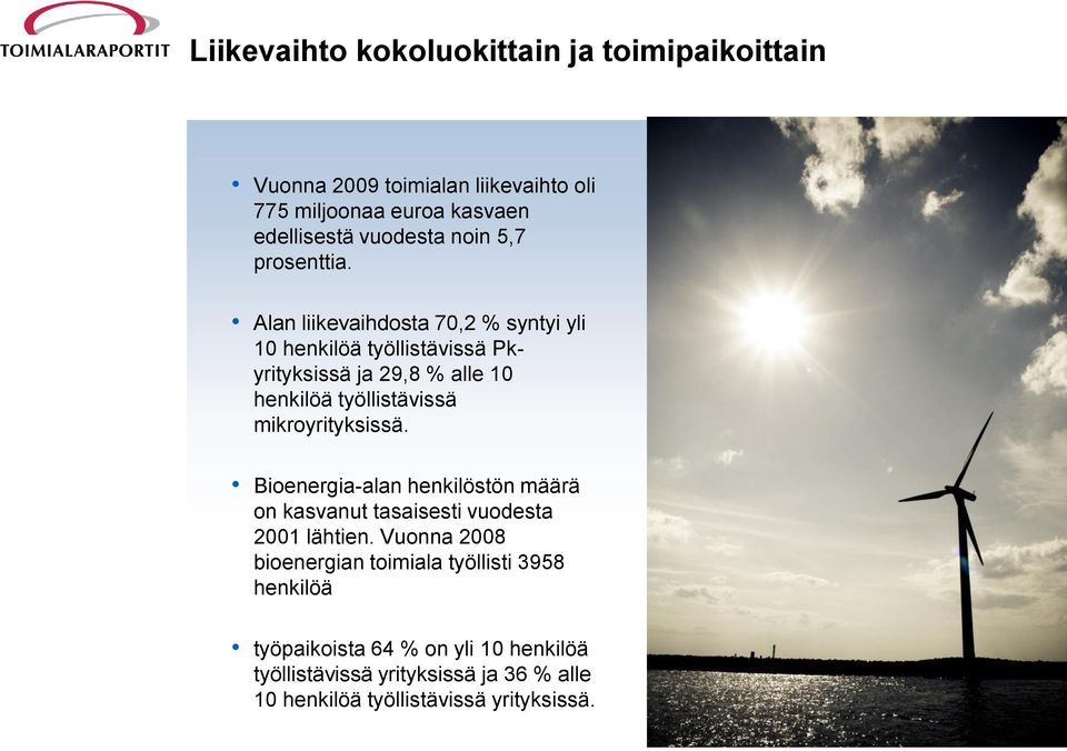 Alan liikevaihdosta 70,2 % syntyi yli 10 henkilöä työllistävissä Pkyrityksissä ja 29,8 % alle 10 henkilöä työllistävissä