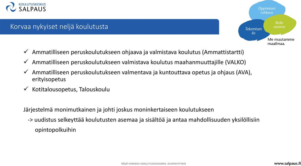 kuntouttava opetus ja ohjaus (AVA), erityisopetus Kotitalousopetus, Talouskoulu Järjestelmä monimutkainen ja johti joskus