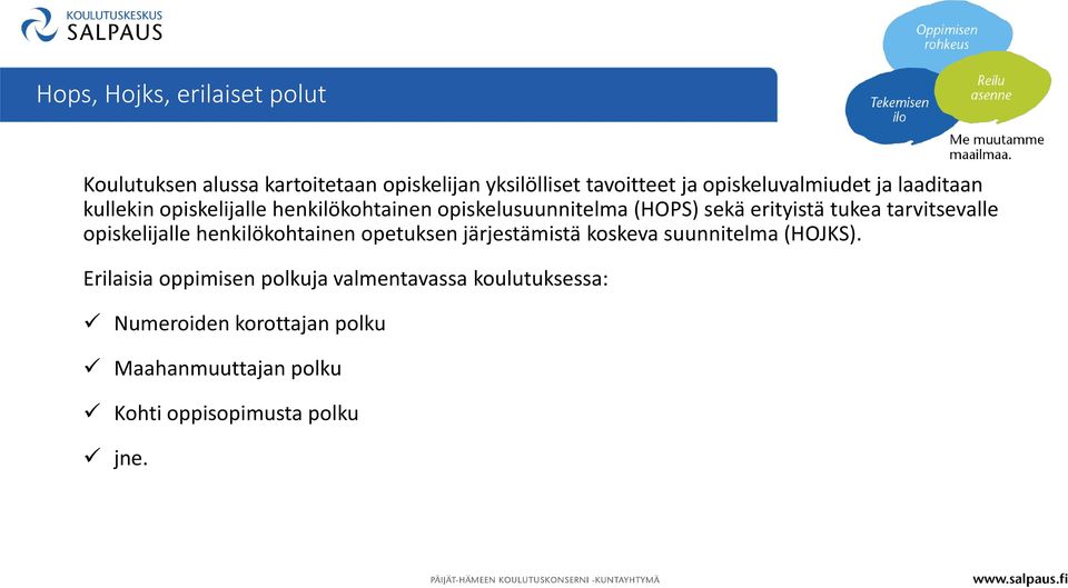 tukea tarvitsevalle opiskelijalle henkilökohtainen opetuksen järjestämistä koskeva suunnitelma (HOJKS).