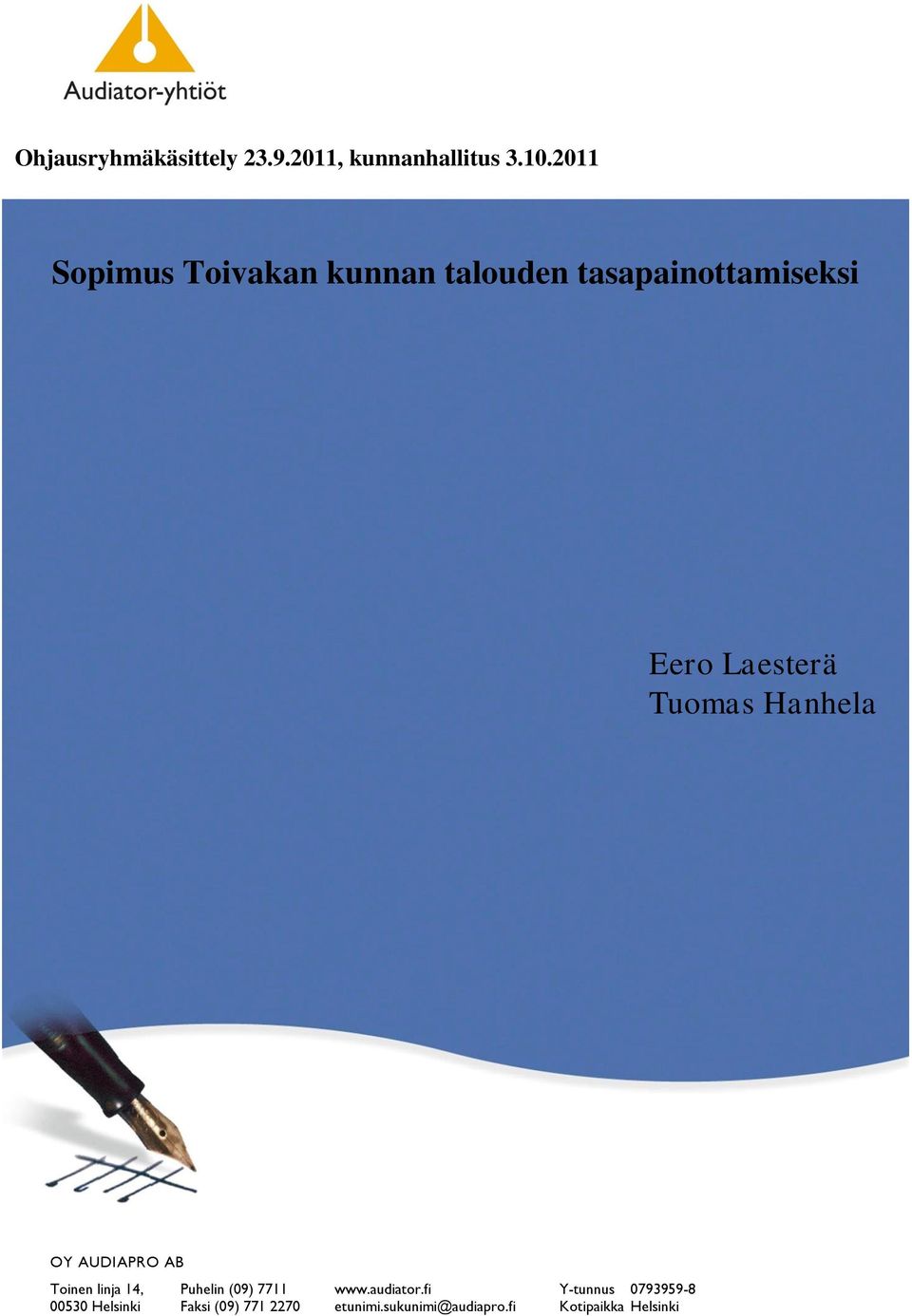 2011 Sopimus Toivakan kunnan