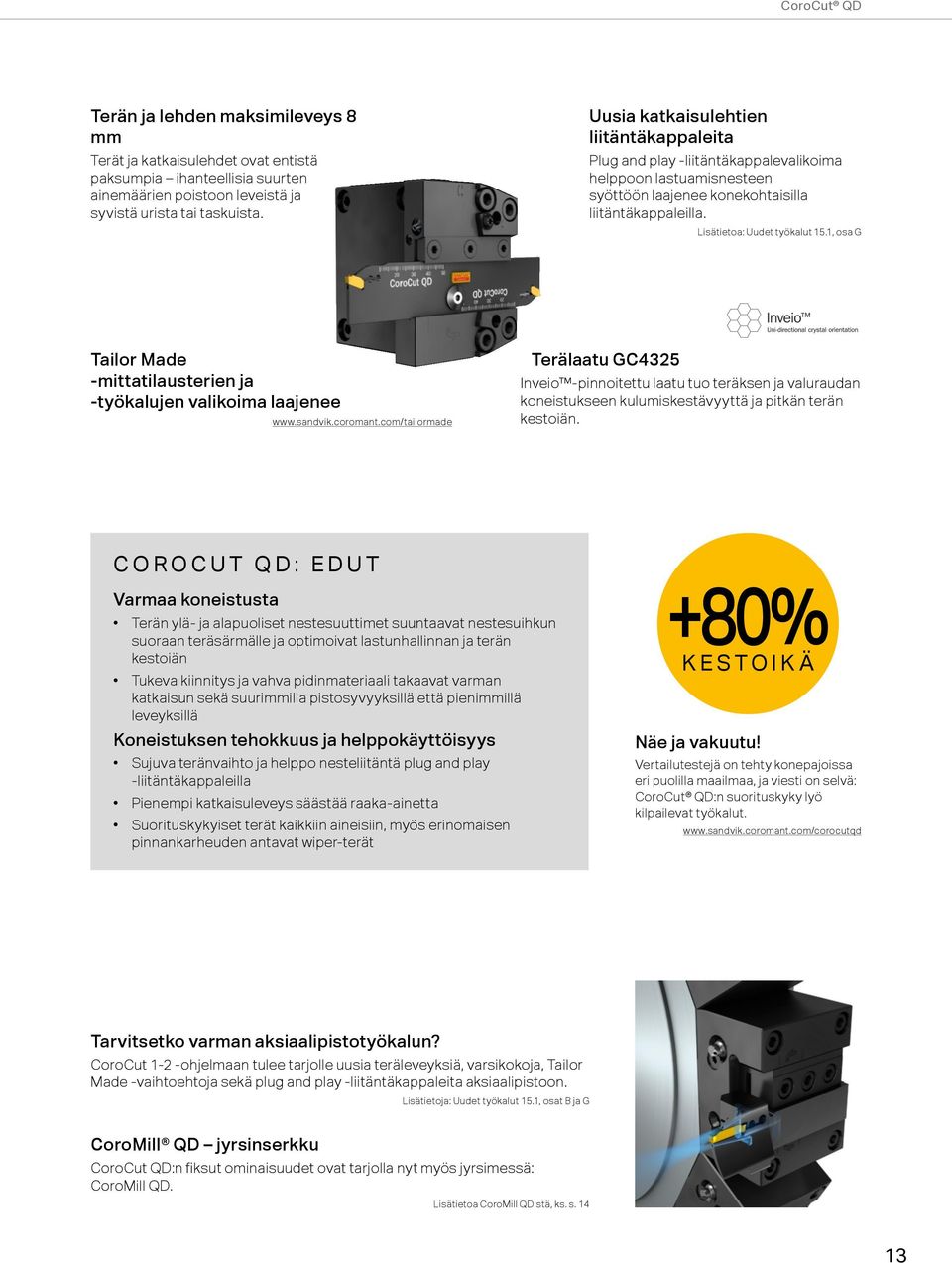 1, osa G Tailor Made -mittatilausterien ja -työkalujen valikoima laajenee www.sandvik.coromant.