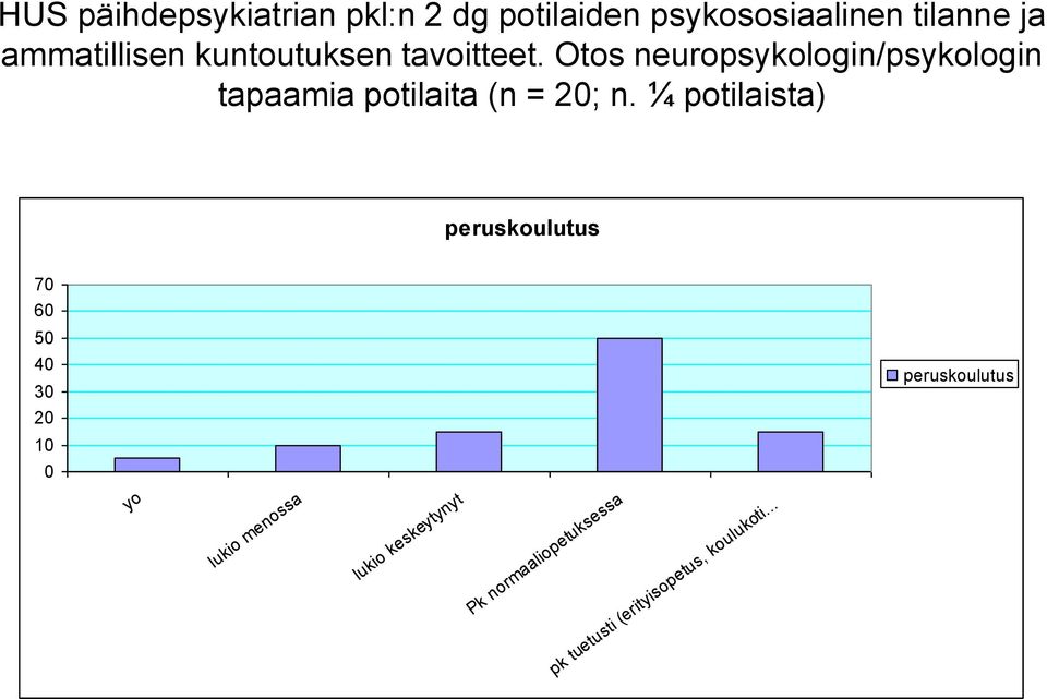 Otos neuropsykologin/psykologin tapaamia potilaita (n = 20; n.