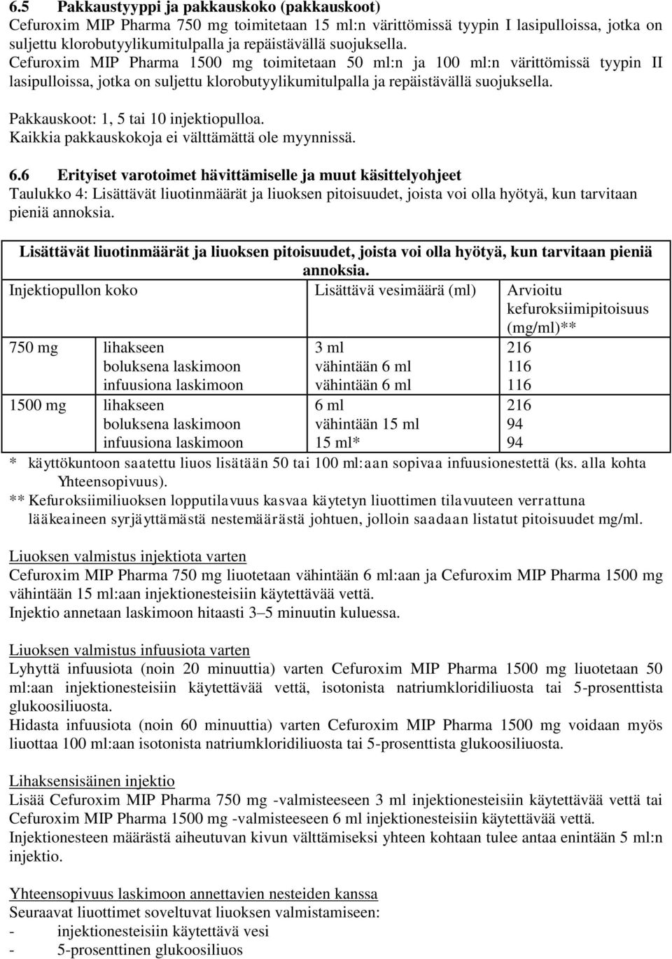 Pakkauskoot: 1, 5 tai 10 injektiopulloa. Kaikkia pakkauskokoja ei välttämättä ole myynnissä. 6.