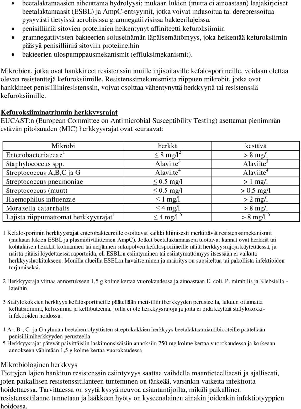 penisilliiniä sitovien proteiinien heikentynyt affiniteetti kefuroksiimiin gramnegatiivisten bakteerien soluseinämän läpäisemättömyys, joka heikentää kefuroksiimin pääsyä penisilliiniä sitoviin