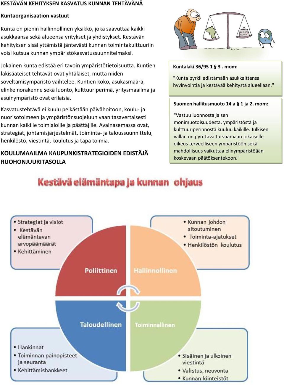 Kuntien lakisääteiset tehtävät ovat yhtäläiset, mutta niiden soveltamisympäristö vaihtelee.