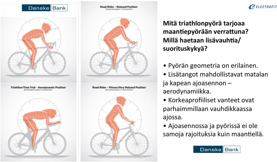 Lisätangot mahdollistavat matalan ja kapean ajoasennon aerodynamiikka.