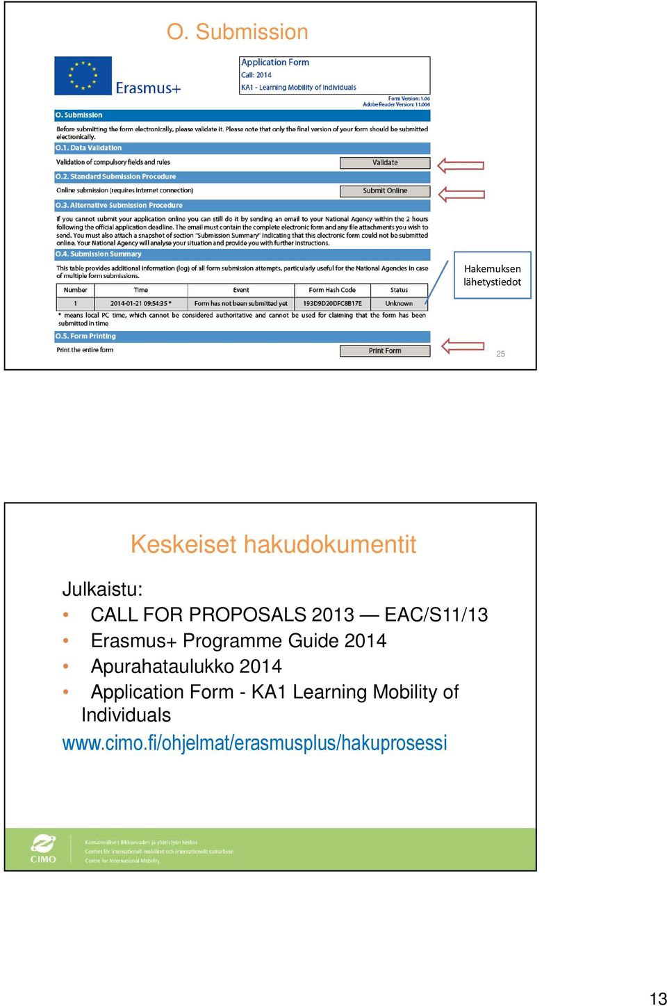 Guide 2014 Apurahataulukko 2014 Application Form - KA1 Learning