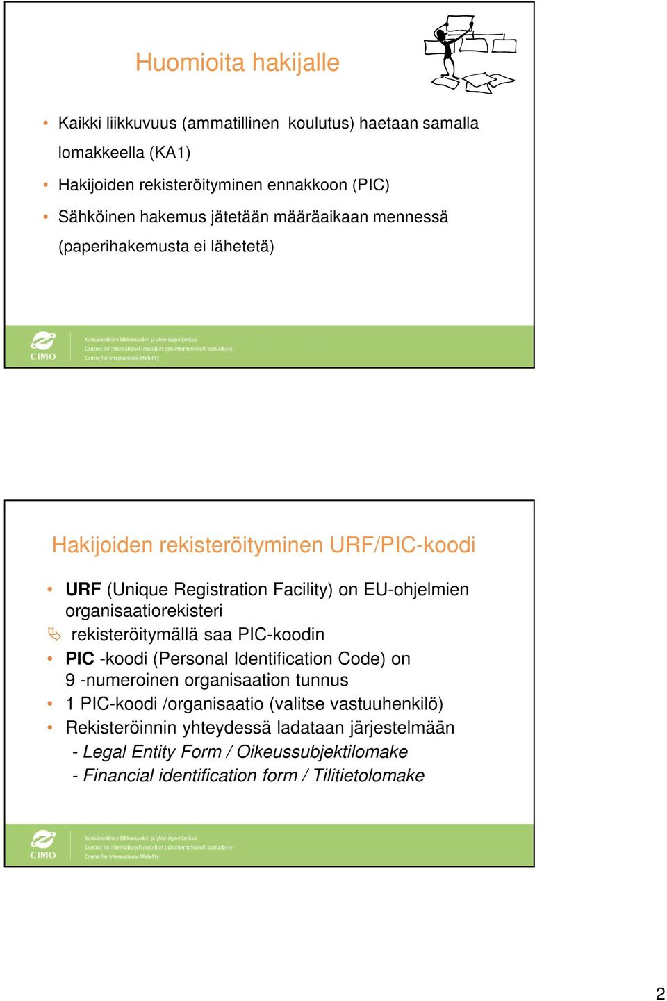 organisaatiorekisteri rekisteröitymällä saa PIC-koodin PIC -koodi (Personal Identification Code) on 9 -numeroinen organisaation tunnus 1 PIC-koodi /organisaatio