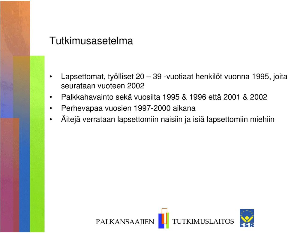 vuosilta 1995 & 1996 että 2001 & 2002 Perhevapaa vuosien 1997-2000