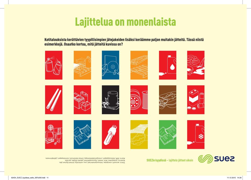 Ylärivi: aerosolit, energiajae, tietosuojamateriaali, puu, voiteluöljy, kiinteä öljyinen jäte.