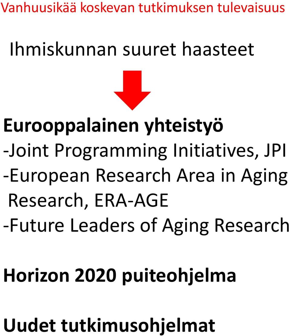 Area in Aging Research, ERA-AGE -Future Leaders of
