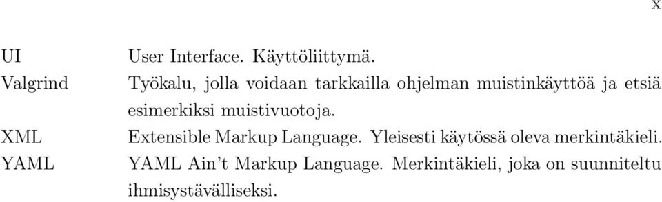 esimerkiksi muistivuotoja. Extensible Markup Language.