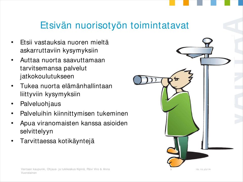 Tukea nuorta elämänhallintaan liittyviin kysymyksiin Palveluohjaus Palveluihin