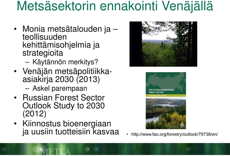 Venäjän metsäpolitiikkaasiakirja 2030 (2013) Askel parempaan Russian