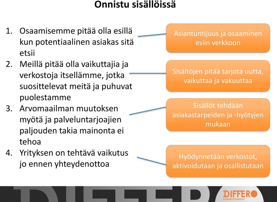 Arvomaailman muutoksen myötä ja palveluntarjoajien paljouden takia mainonta ei tehoa 4.