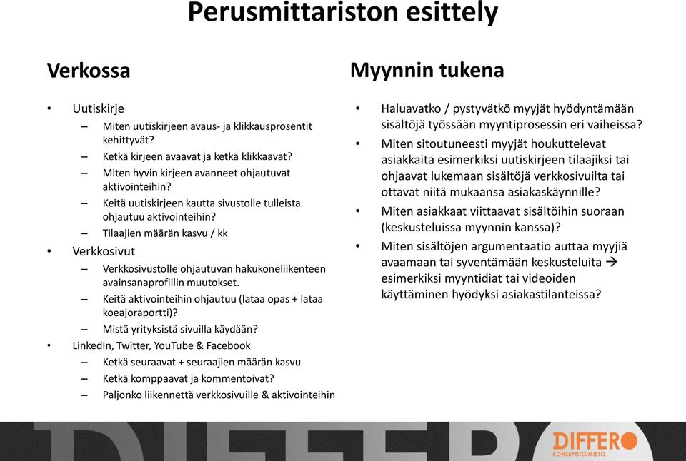 Tilaajien määrän kasvu / kk Verkkosivut Verkkosivustolle ohjautuvan hakukoneliikenteen avainsanaprofiilin muutokset. Keitä aktivointeihin ohjautuu (lataa opas + lataa koeajoraportti)?