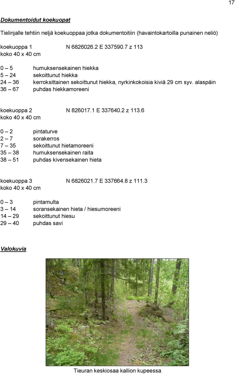 alaspäin 36 67 puhdas hiekkamoreeni koekuoppa 2 N 826017.1 E 337640.2 z 113.