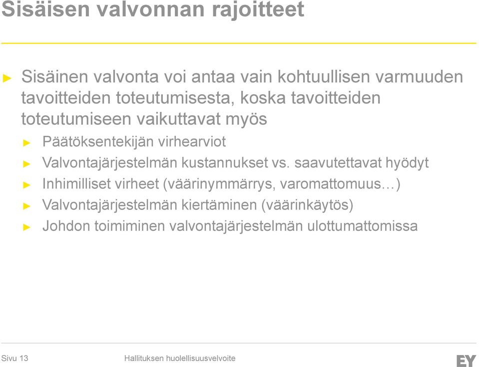 Valvontajärjestelmän kustannukset vs.