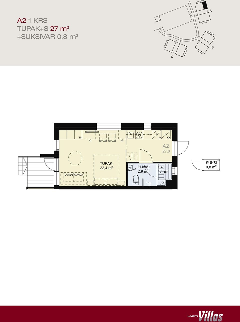 + S 27,0 m 2 + VR P 2 27,0 VUODE SOHV