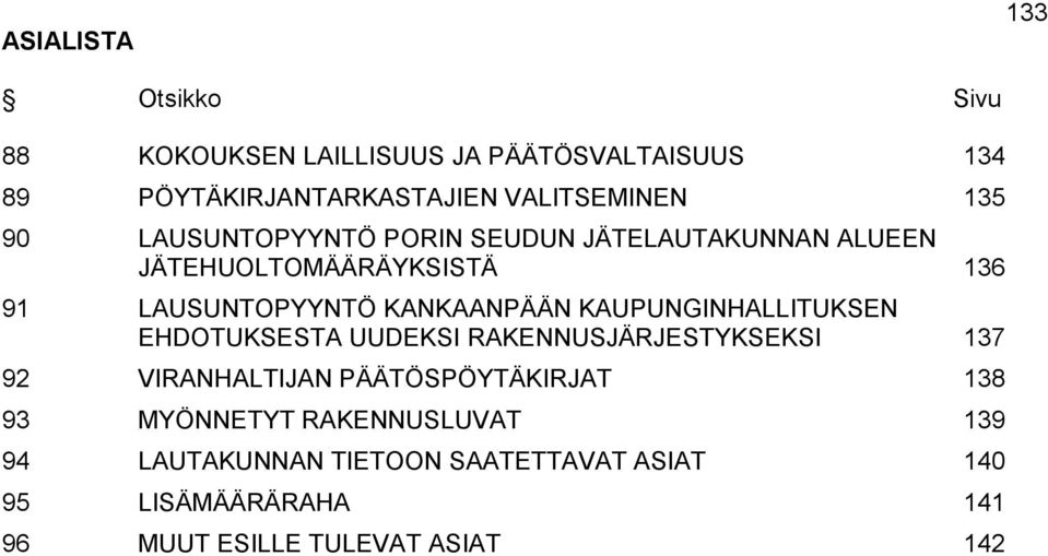 KAUPUNGINHALLITUKSEN EHDOTUKSESTA UUDEKSI RAKENNUSJÄRJESTYKSEKSI 137 92 VIRANHALTIJAN PÄÄTÖSPÖYTÄKIRJAT 138 93