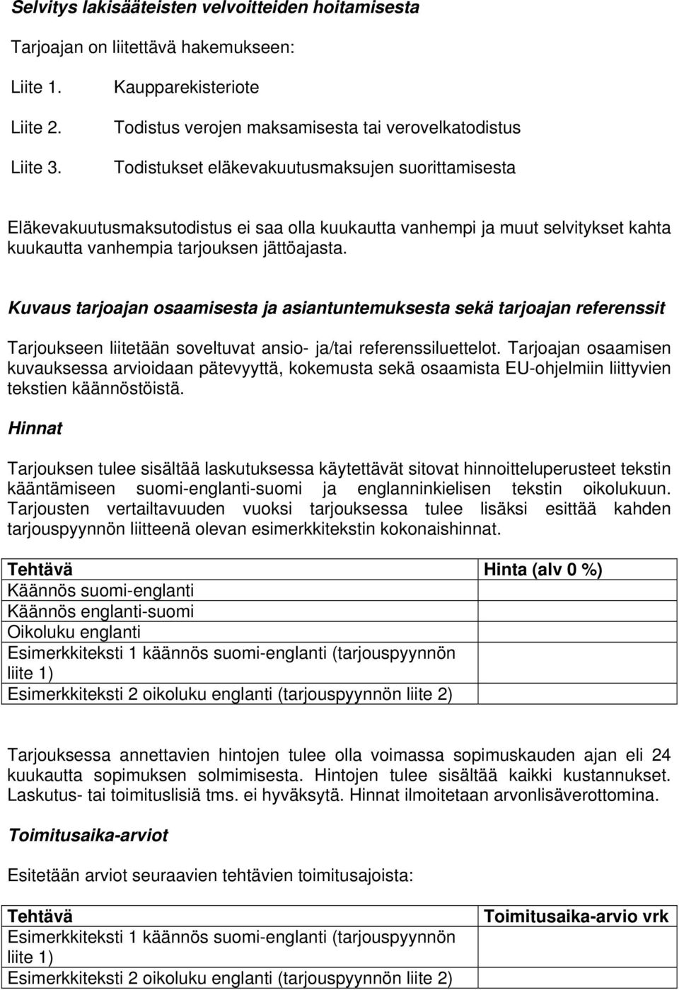 kahta kuukautta vanhempia tarjouksen jättöajasta. Kuvaus tarjoajan osaamisesta ja asiantuntemuksesta sekä tarjoajan referenssit Tarjoukseen liitetään soveltuvat ansio- ja/tai referenssiluettelot.