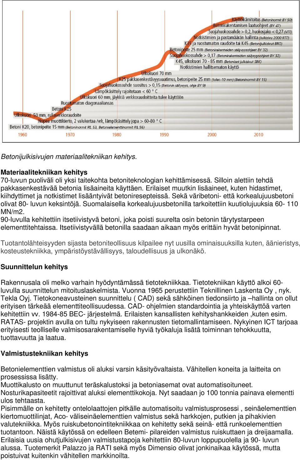 Sekä väribetoni- että korkealujuusbetoni olivat 80- luvun keksintöjä. Suomalaisella korkealujuusbetonilla tarkoitettiin kuutiolujuuksia 60-110 MN/m2.