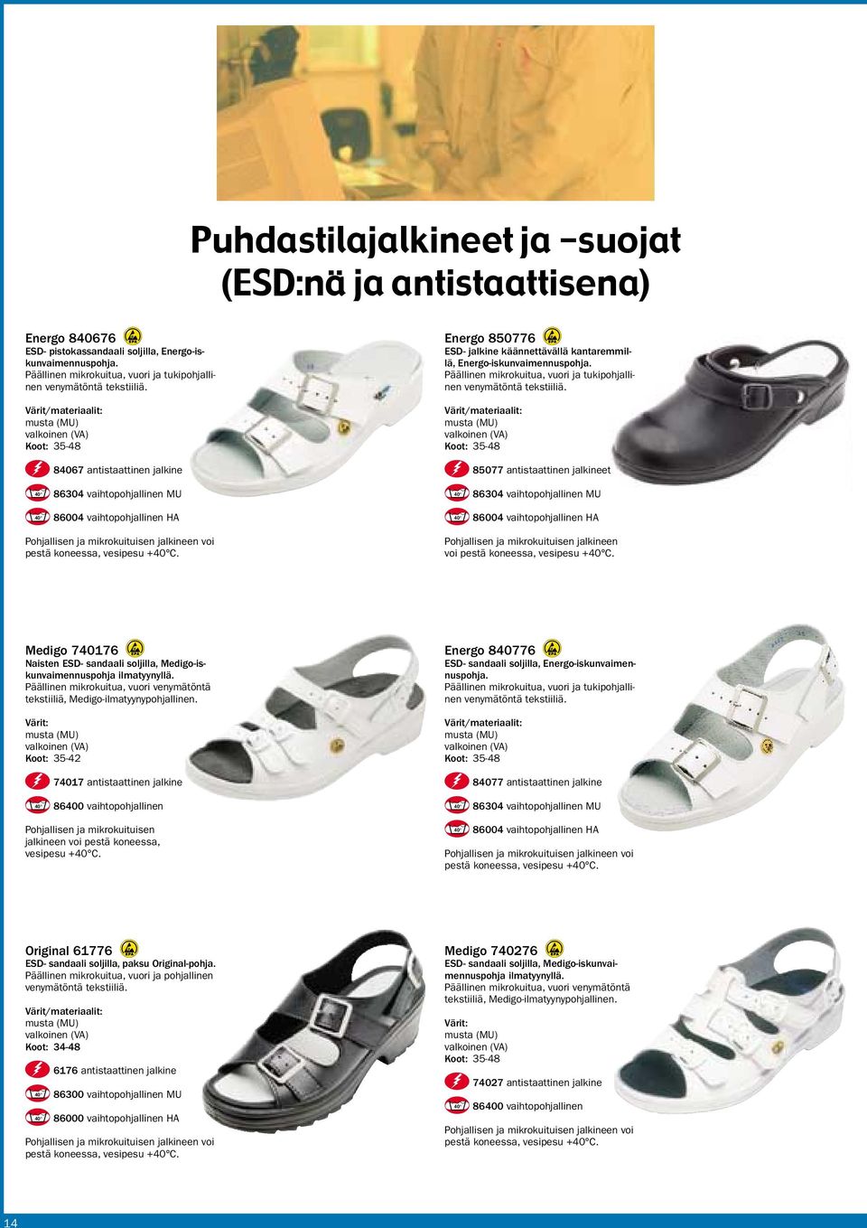 Päällinen mikrokuitua, vuori ja tukipohjallinen 85077 antistaattinen jalkineet Pohjallisen ja mikrokuituisen jalkineen voi.