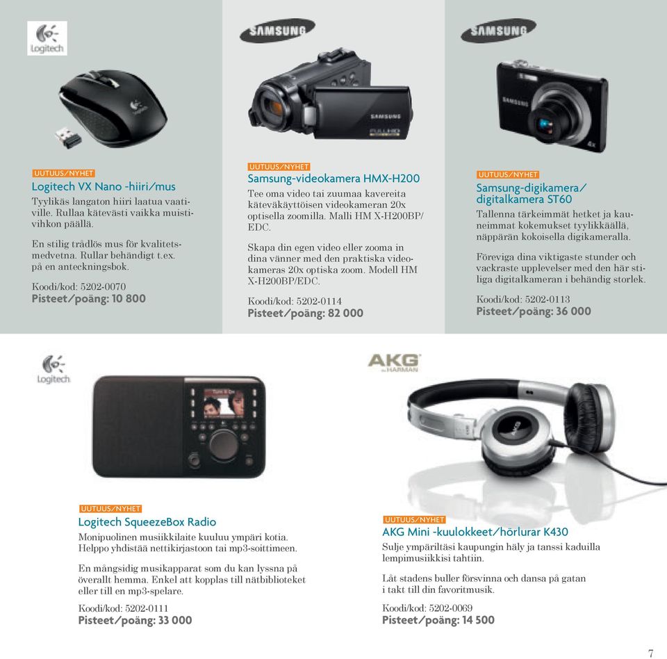 Malli HM X-H200BP/ EDC. Skapa din egen video eller zooma in dina vänner med den praktiska videokameras 20x optiska zoom. Modell HM X-H200BP/EDC.