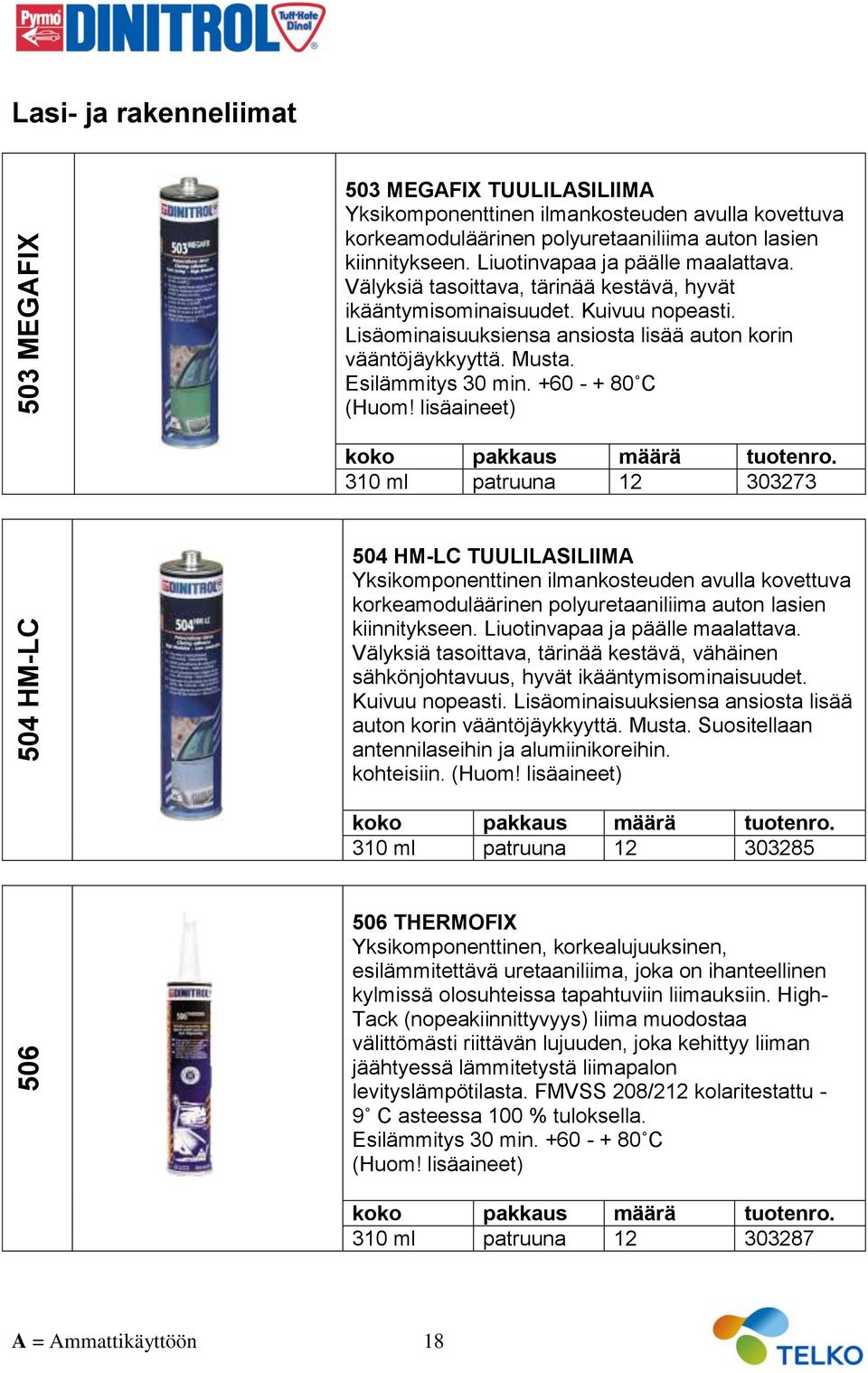 Esilämmitys 30 min. +60 - + 80 C (Huom!