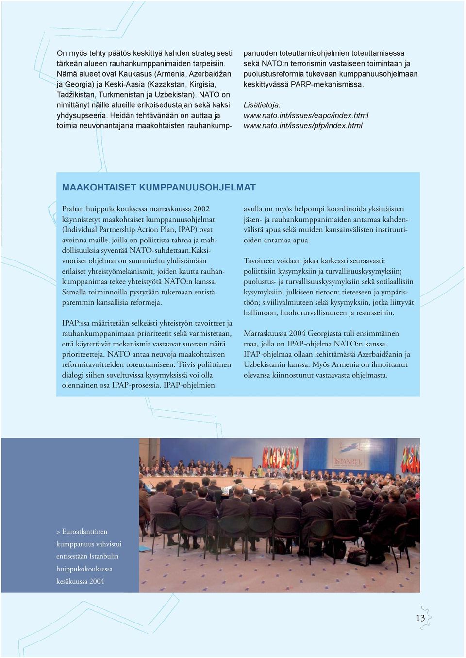 NATO on nimittänyt näille alueille erikoisedustajan sekä kaksi yhdysupseeria.
