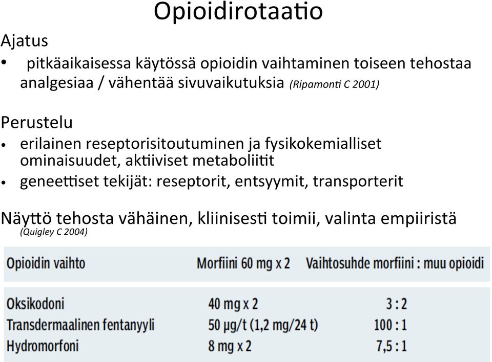 reseptorisitoutuminen ja fysikokemialliset ominaisuudet, ak>iviset metabolii>t geneeaset