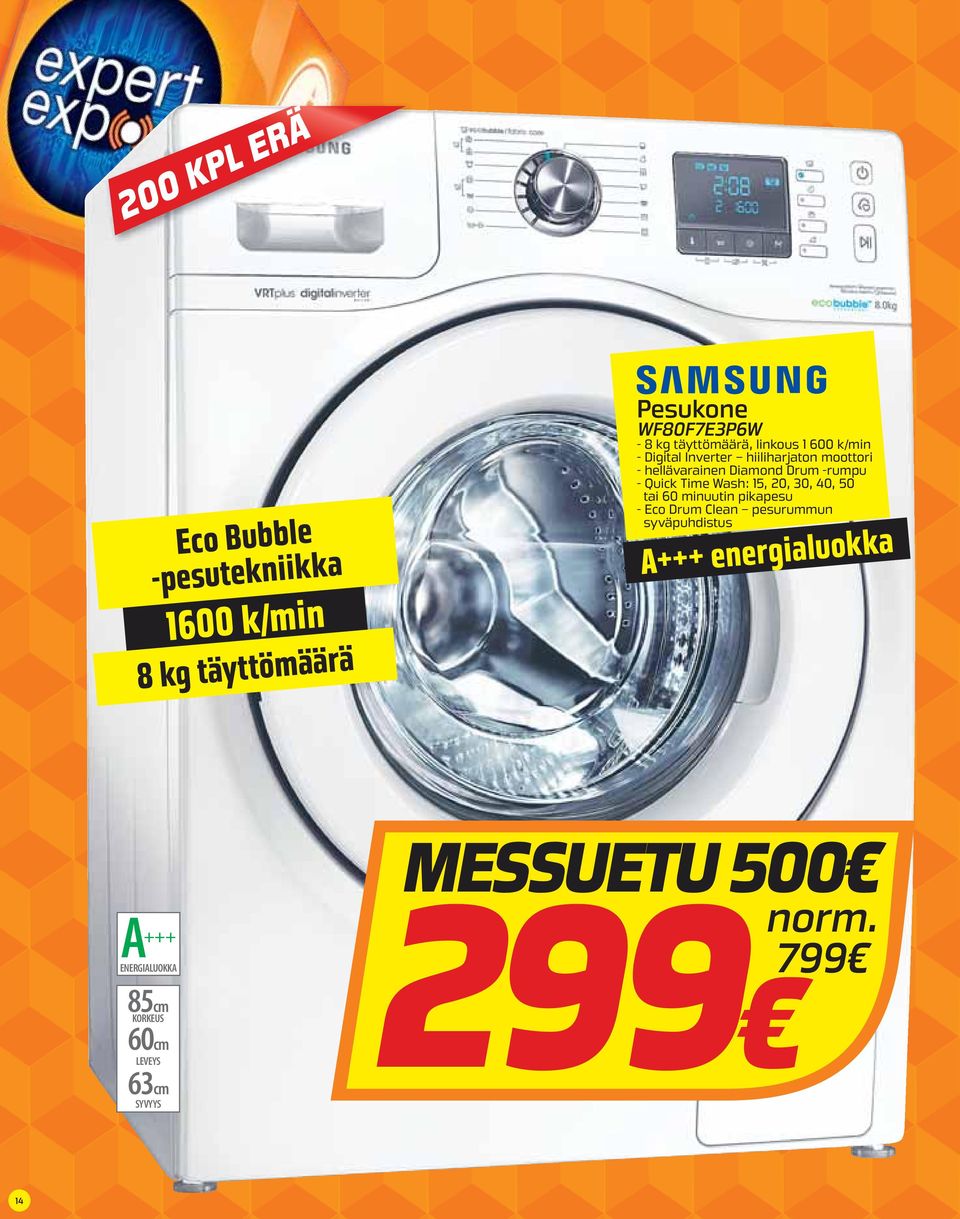 hellävarainen Diamond Drum -rumpu - Quick Time Wash: 15, 20, 30, 40, 50 tai 60