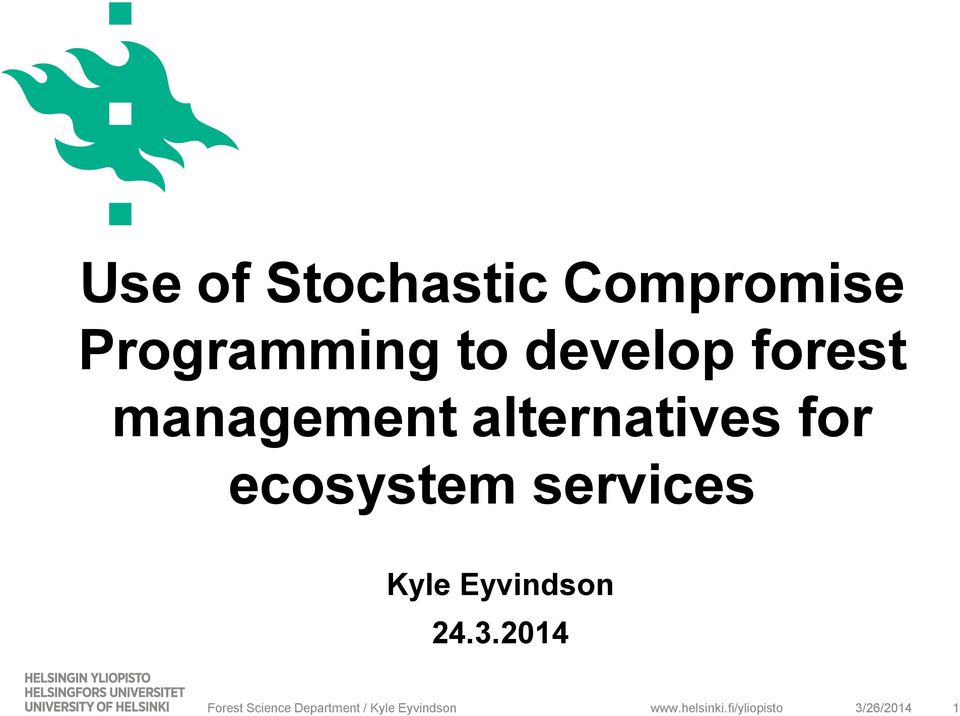 ecosystem services Kyle Eyvindson 24.3.