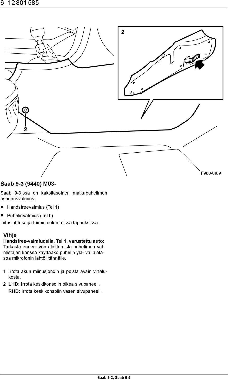 Vihje Handsfree-valmiudella, Tel 1, varustettu auto: Tarkasta ennen työn aloittamista puhelimen valmistajan kanssa käyttääkö puhelin