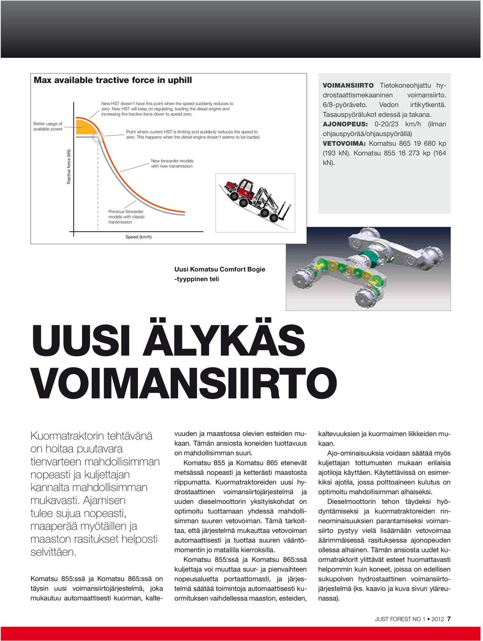 This happens when the diesel engine doesn t seems to be loaded. New forwarder models with new transmission VOIMANSIIRTO Tietokoneohjattu hydrostaattismekaaninen voimansiirto. 6/8-pyöräveto.