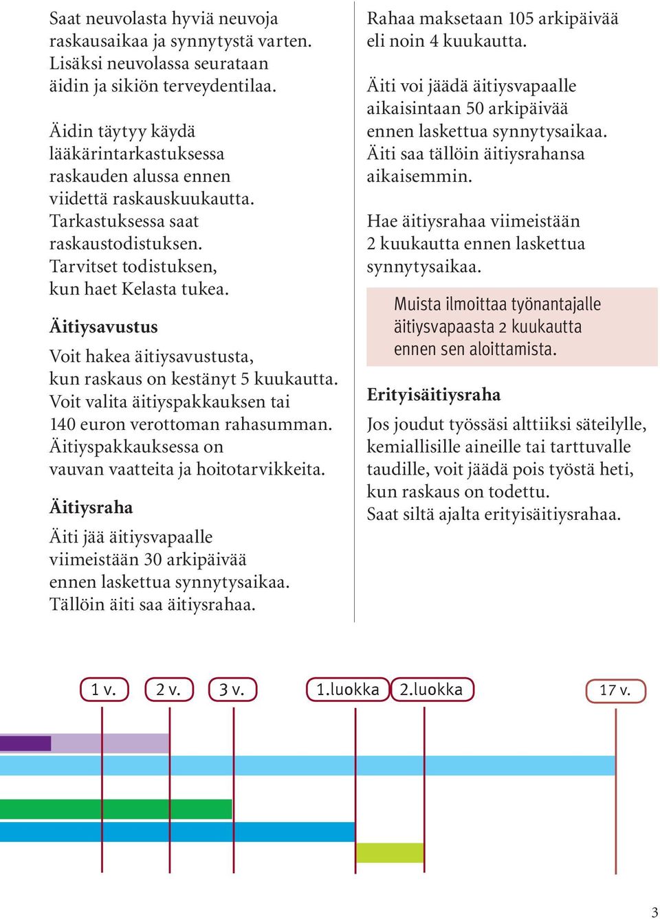 Äitiysavustus Voit hakea äitiysavustusta, kun raskaus on kestänyt 5 kuukautta. Voit valita äitiyspakkauksen tai 140 euron verottoman rahasumman.