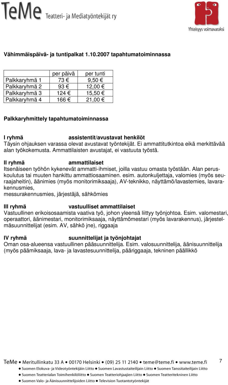 assistentit/avustavat henkilöt Täysin ohjauksen varassa olevat avustavat työntekijät. Ei ammattitutkintoa eikä merkittävää alan työkokemusta. Ammattilaisten avustajat, ei vastuuta työstä.