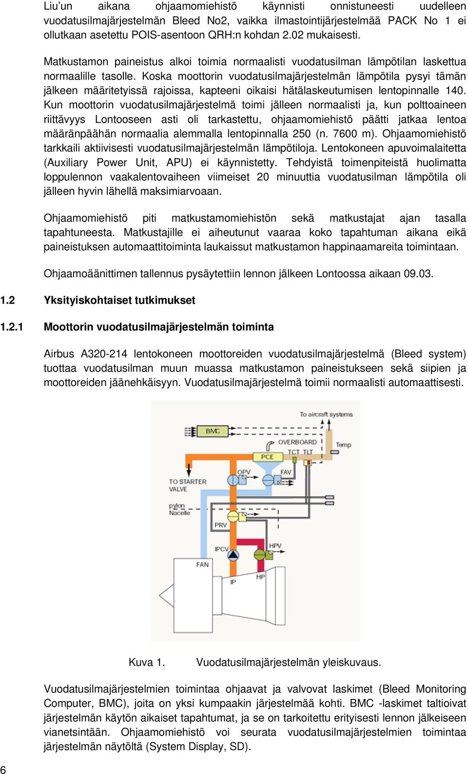 Koska moottorin vuodatusilmajärjestelmän lämpötila pysyi tämän jälkeen määritetyissä rajoissa, kapteeni oikaisi hätälaskeutumisen lentopinnalle 140.