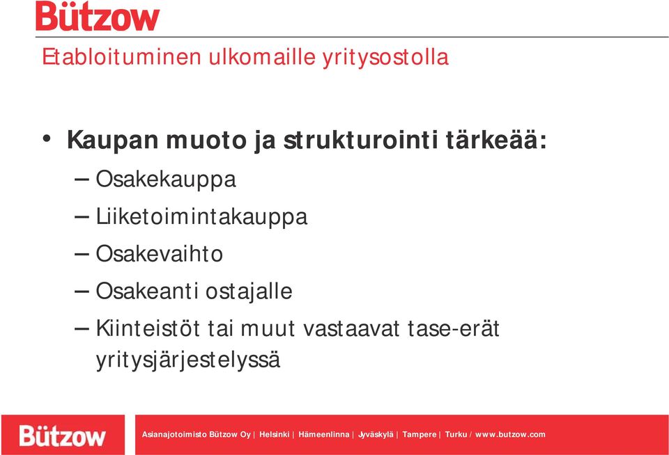 Liiketoimintakauppa Osakevaihto Osakeanti