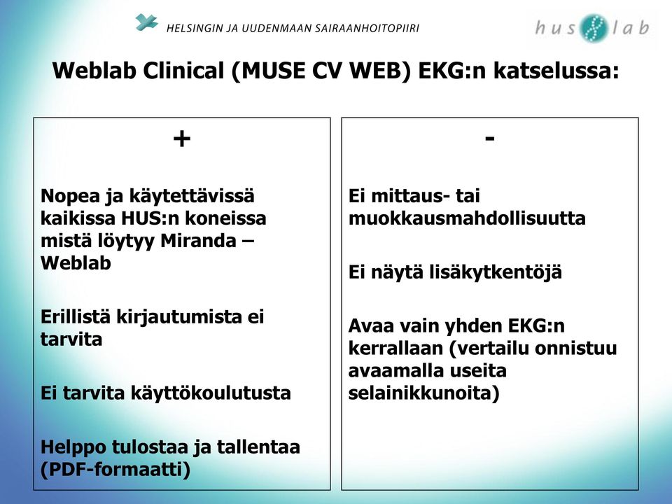 käyttökoulutusta Ei mittaus- tai muokkausmahdollisuutta - Ei näytä lisäkytkentöjä Avaa vain